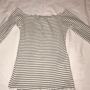 Striped off the shoulder shirt from Hollister
